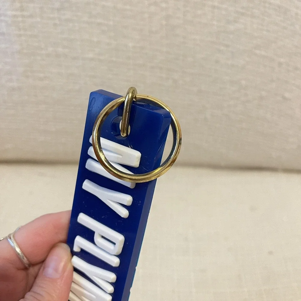 Vintage Blue My Plymouth Acrylic Metal Keychain  Keyring Collectors 70s 6